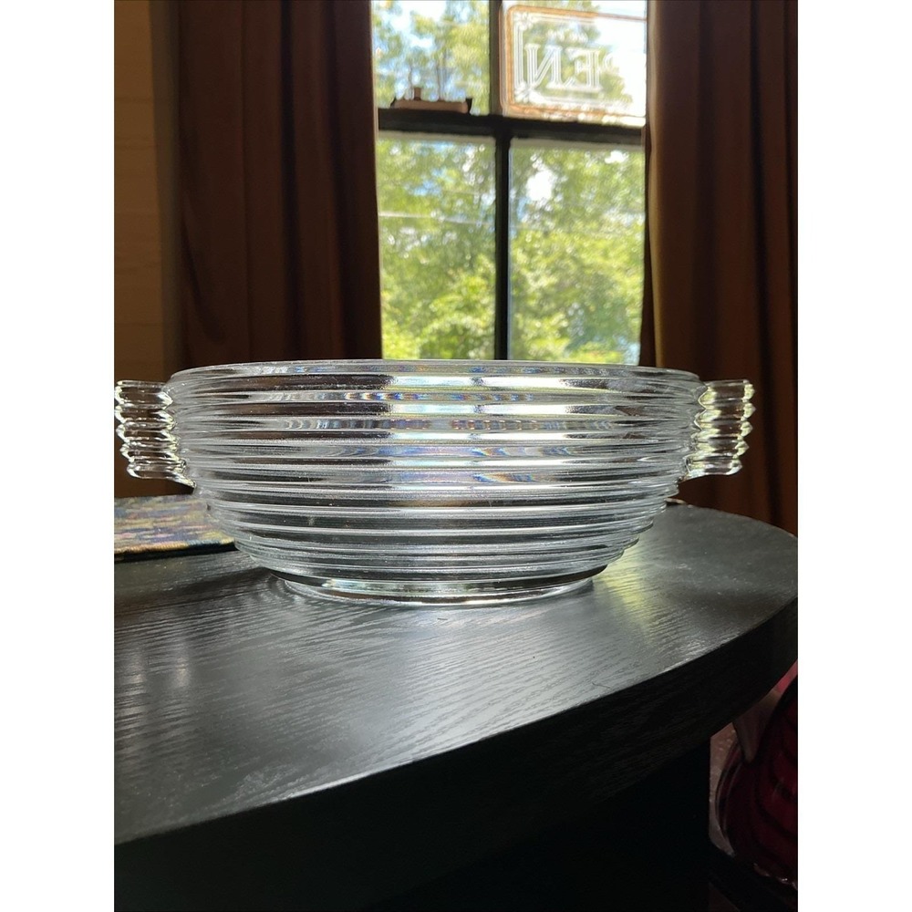 Vintage Art Deco 11.25" x 9" Manhattan Anchor Hocking Bowl Handles